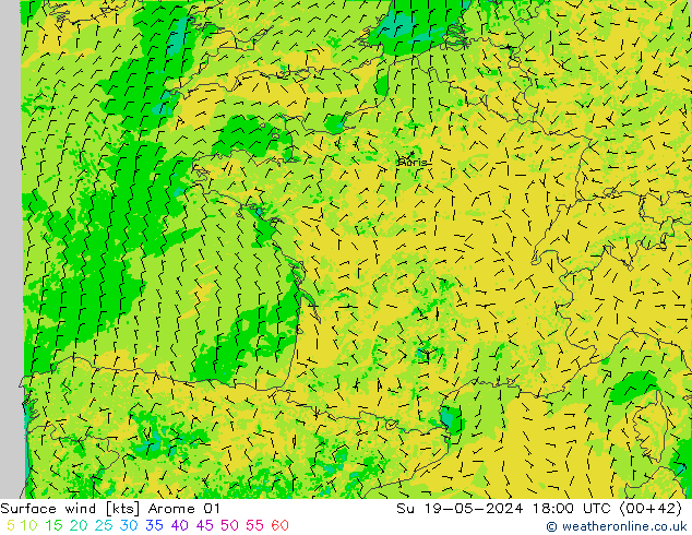 Surface wind Arome 01 Su 19.05.2024 18 UTC