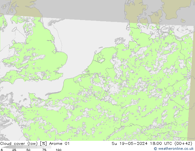 nízká oblaka Arome 01 Ne 19.05.2024 18 UTC