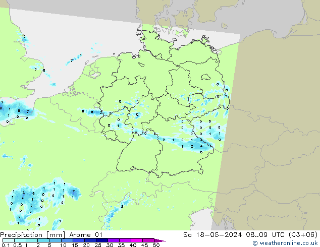Precipitación Arome 01 sáb 18.05.2024 09 UTC