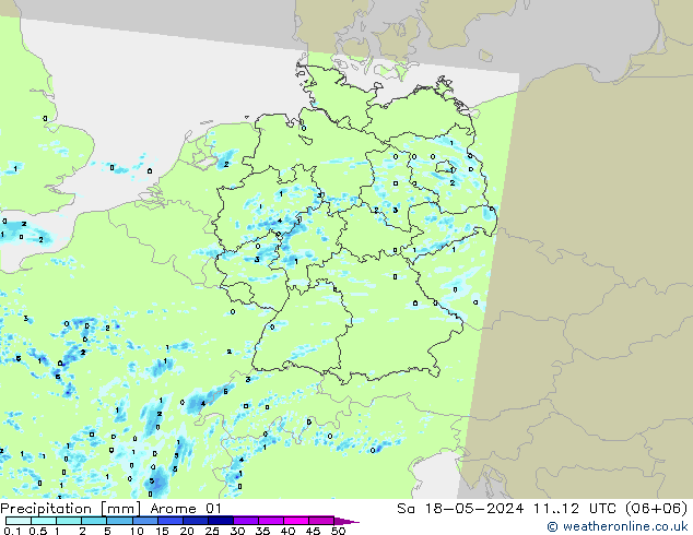 Precipitación Arome 01 sáb 18.05.2024 12 UTC