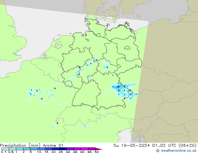Precipitation Arome 01 Su 19.05.2024 02 UTC