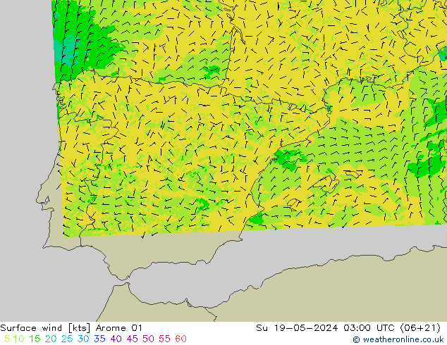 Surface wind Arome 01 Su 19.05.2024 03 UTC