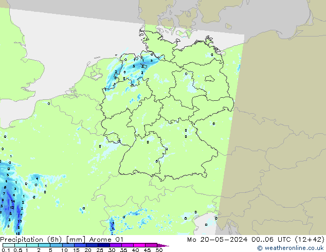 Yağış (6h) Arome 01 Pzt 20.05.2024 06 UTC