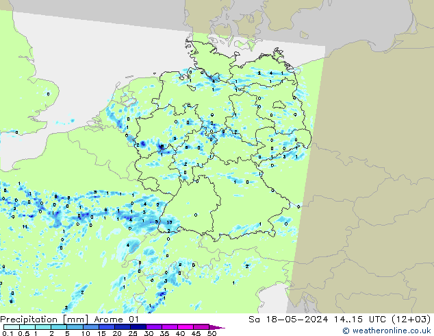 precipitação Arome 01 Sáb 18.05.2024 15 UTC