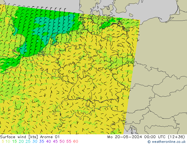 Surface wind Arome 01 Mo 20.05.2024 00 UTC