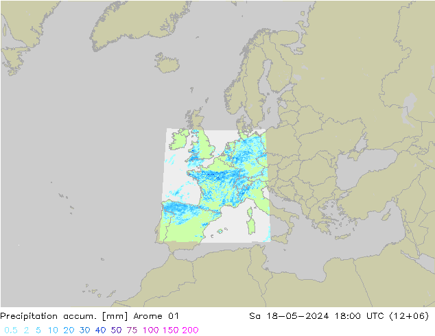 Toplam Yağış Arome 01 Cts 18.05.2024 18 UTC