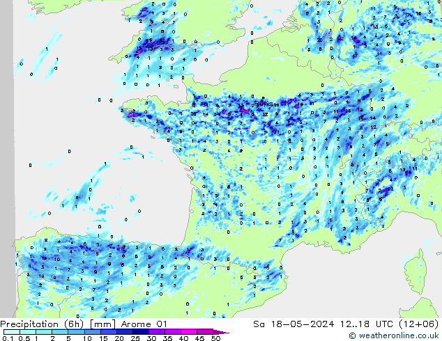 Yağış (6h) Arome 01 Cts 18.05.2024 18 UTC