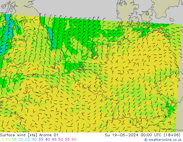 Surface wind Arome 01 Su 19.05.2024 00 UTC