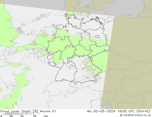 zachmurzenie (wysokie) Arome 01 pon. 20.05.2024 18 UTC