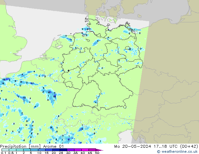 Precipitazione Arome 01 lun 20.05.2024 18 UTC