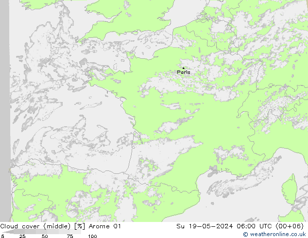 Bewolking (Middelb.) Arome 01 zo 19.05.2024 06 UTC