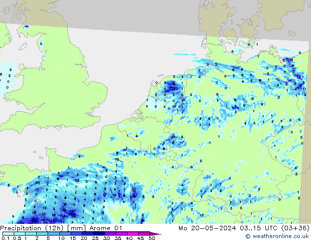 Precipitation (12h) Arome 01 Mo 20.05.2024 15 UTC