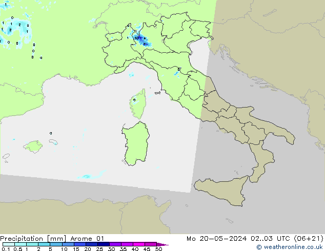 Precipitation Arome 01 Mo 20.05.2024 03 UTC