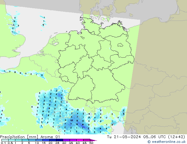 Precipitazione Arome 01 mar 21.05.2024 06 UTC