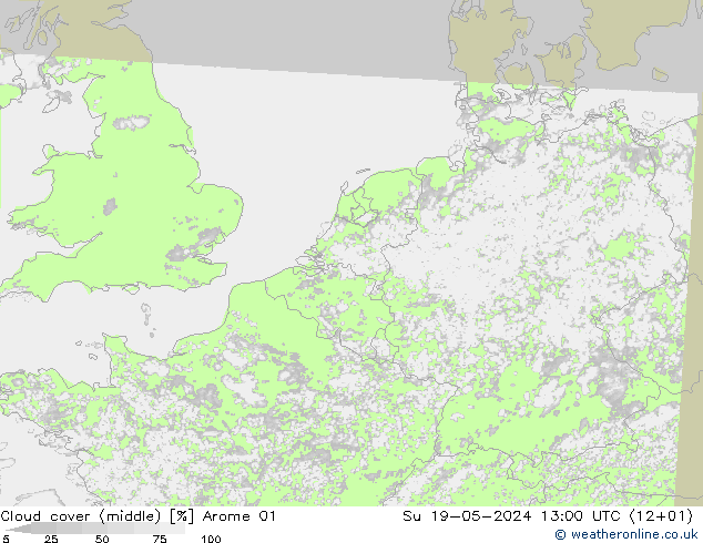 Nuages (moyen) Arome 01 dim 19.05.2024 13 UTC