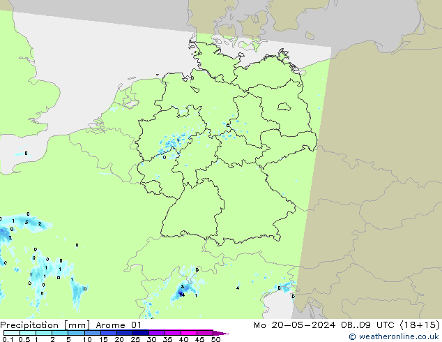 Srážky Arome 01 Po 20.05.2024 09 UTC