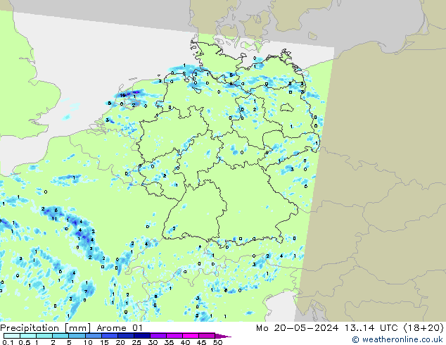 Niederschlag Arome 01 Mo 20.05.2024 14 UTC