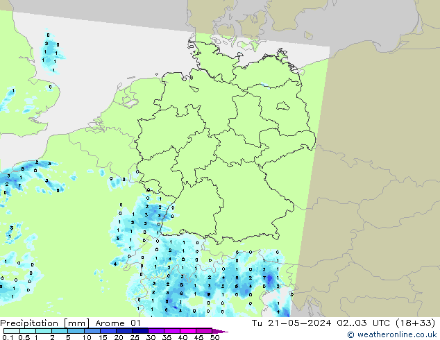 Precipitación Arome 01 mar 21.05.2024 03 UTC