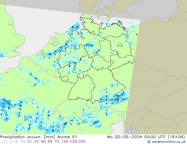 Precipitación acum. Arome 01 lun 20.05.2024 00 UTC