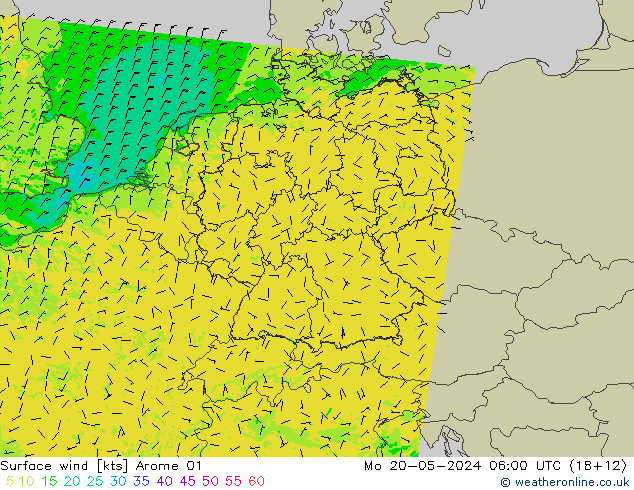 Bodenwind Arome 01 Mo 20.05.2024 06 UTC
