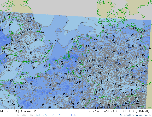 RV 2m Arome 01 di 21.05.2024 00 UTC