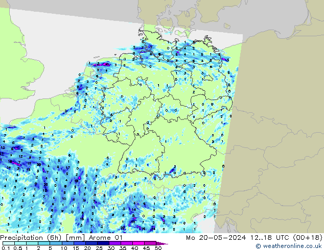 Yağış (6h) Arome 01 Pzt 20.05.2024 18 UTC