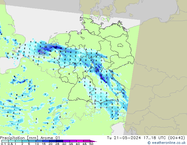 Precipitazione Arome 01 mar 21.05.2024 18 UTC
