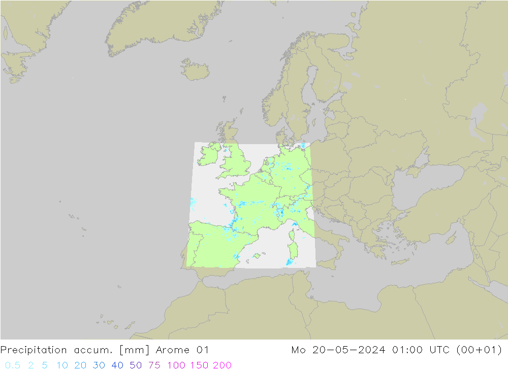 Precipitation accum. Arome 01 Mo 20.05.2024 01 UTC