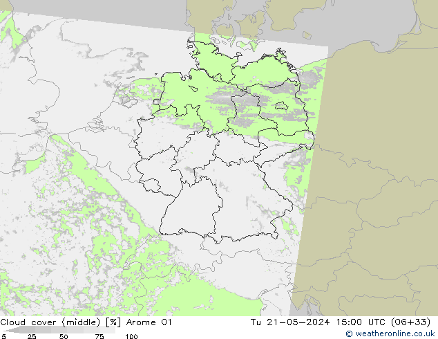 Nuages (moyen) Arome 01 mar 21.05.2024 15 UTC