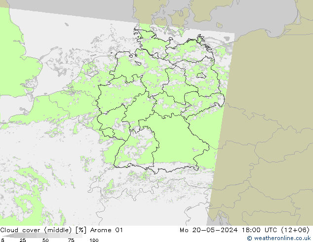 oblačnosti uprostřed Arome 01 Po 20.05.2024 18 UTC