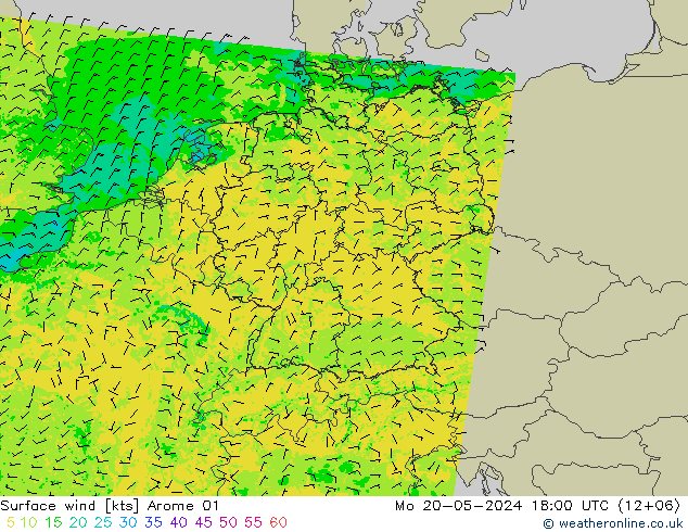 Wind 10 m Arome 01 ma 20.05.2024 18 UTC