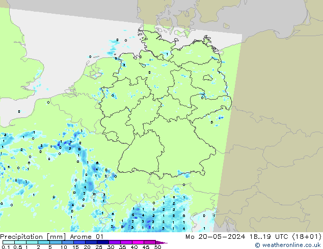 降水 Arome 01 星期一 20.05.2024 19 UTC