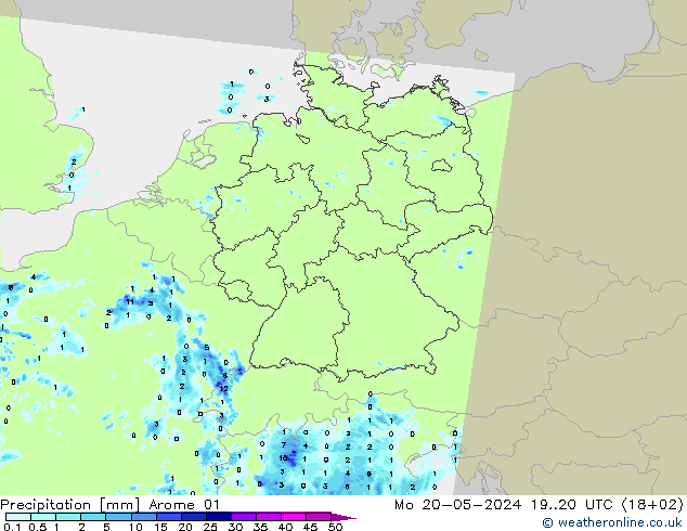 Precipitation Arome 01 Mo 20.05.2024 20 UTC