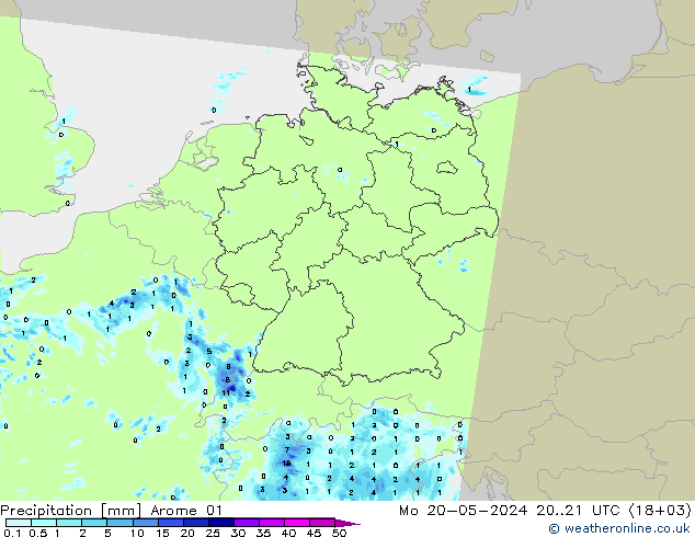 Precipitation Arome 01 Mo 20.05.2024 21 UTC