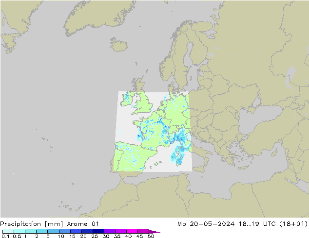 Neerslag Arome 01 ma 20.05.2024 19 UTC