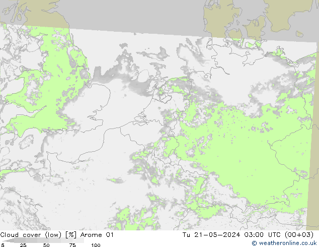 Wolken (tief) Arome 01 Di 21.05.2024 03 UTC