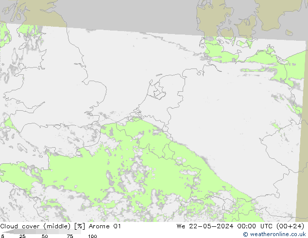 Wolken (mittel) Arome 01 Mi 22.05.2024 00 UTC