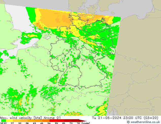 Windböen Arome 01 Di 21.05.2024 23 UTC