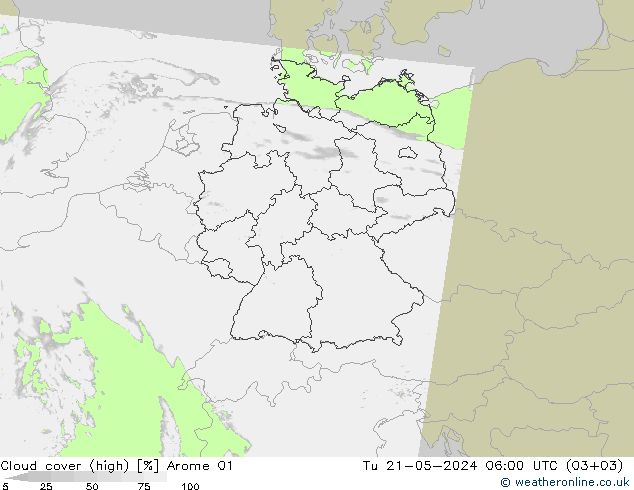 nuvens (high) Arome 01 Ter 21.05.2024 06 UTC