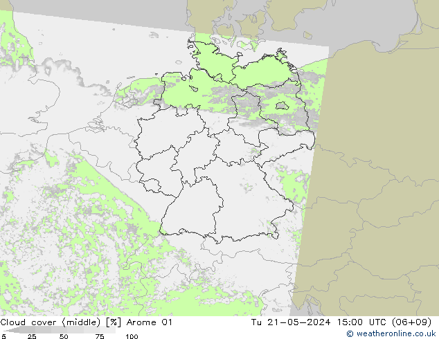 Bewolking (Middelb.) Arome 01 di 21.05.2024 15 UTC