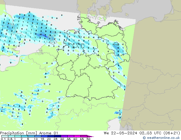Precipitation Arome 01 We 22.05.2024 03 UTC