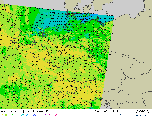 Surface wind Arome 01 Tu 21.05.2024 18 UTC