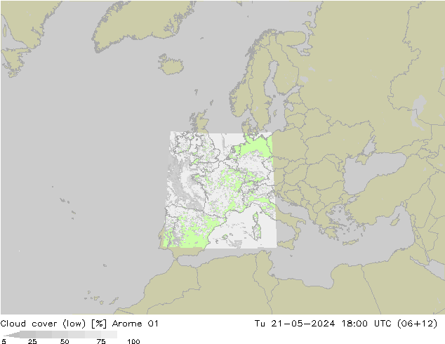 Nuages (bas) Arome 01 mar 21.05.2024 18 UTC