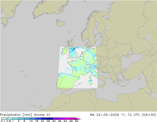 Precipitación Arome 01 mié 22.05.2024 12 UTC