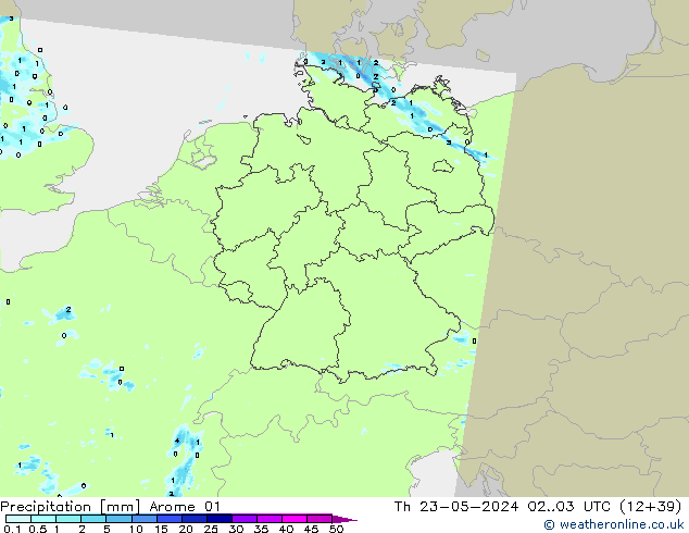 precipitação Arome 01 Qui 23.05.2024 03 UTC