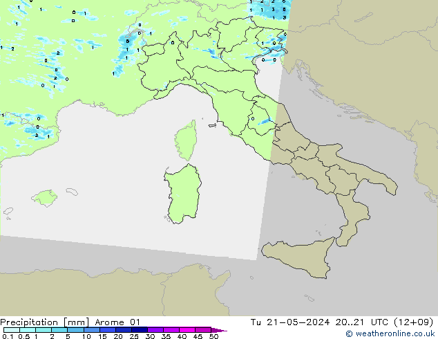 Precipitation Arome 01 Tu 21.05.2024 21 UTC