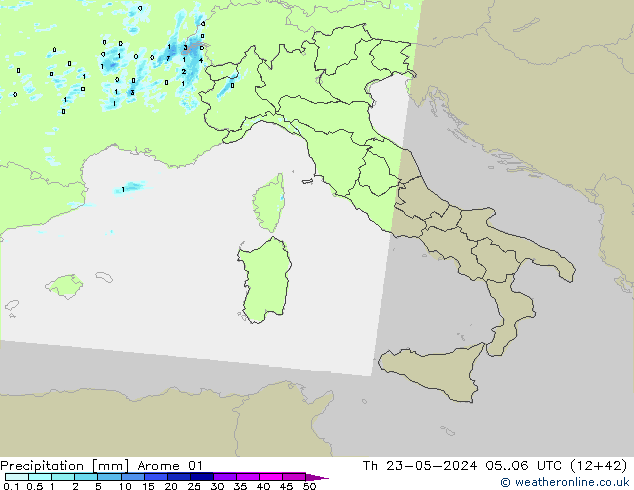 Yağış Arome 01 Per 23.05.2024 06 UTC
