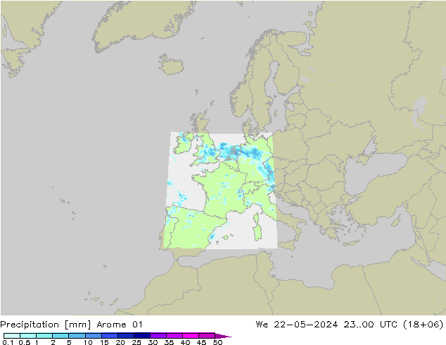 Neerslag Arome 01 wo 22.05.2024 00 UTC