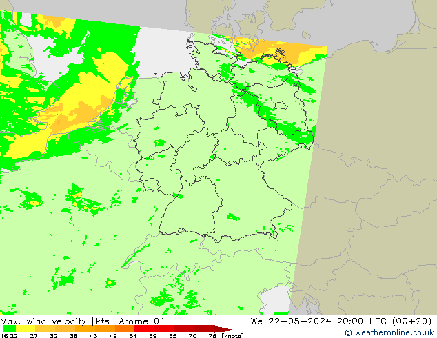 Windböen Arome 01 Mi 22.05.2024 20 UTC