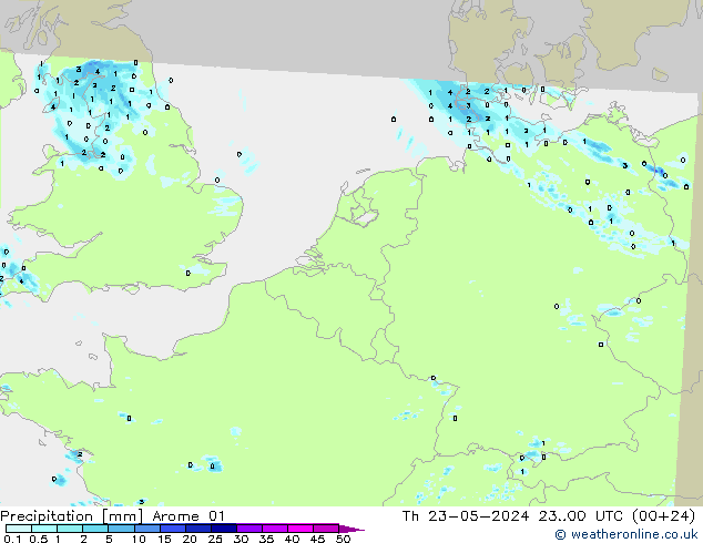 降水 Arome 01 星期四 23.05.2024 00 UTC